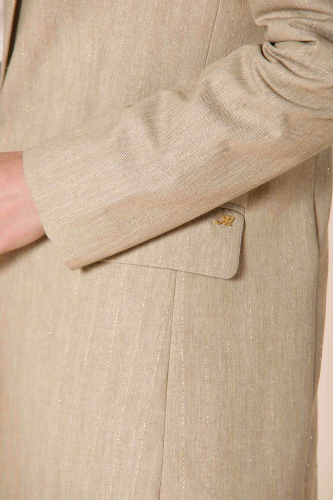 immagine 2di blazer donna lungo in tela riga lurex modello Irene colore beige di mason's