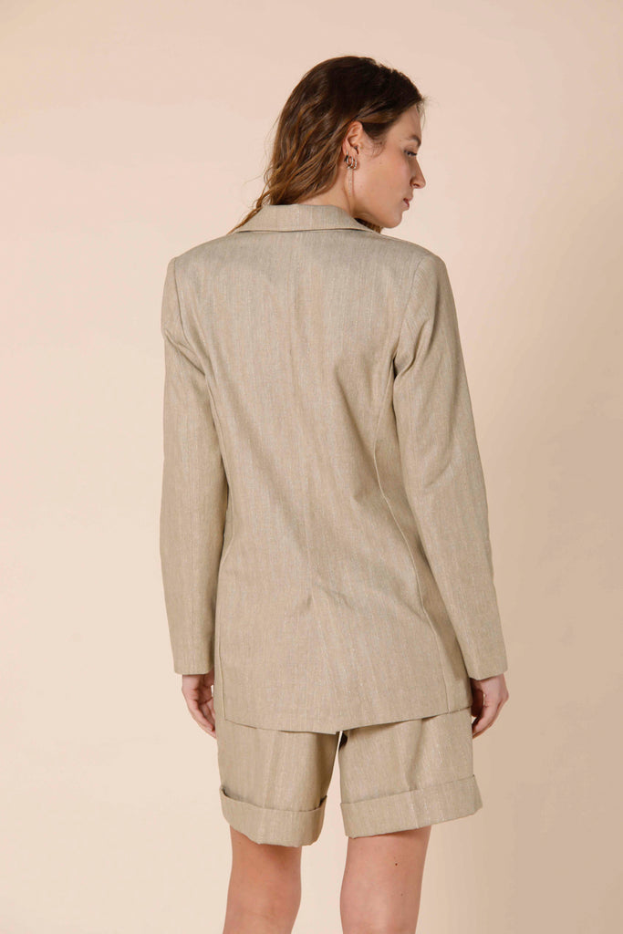 immagine 4 di blazer donna lungo in tela riga lurex modello Irene colore beige di mason's