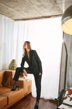 Irene blazer long femme en jersey à fines rayures