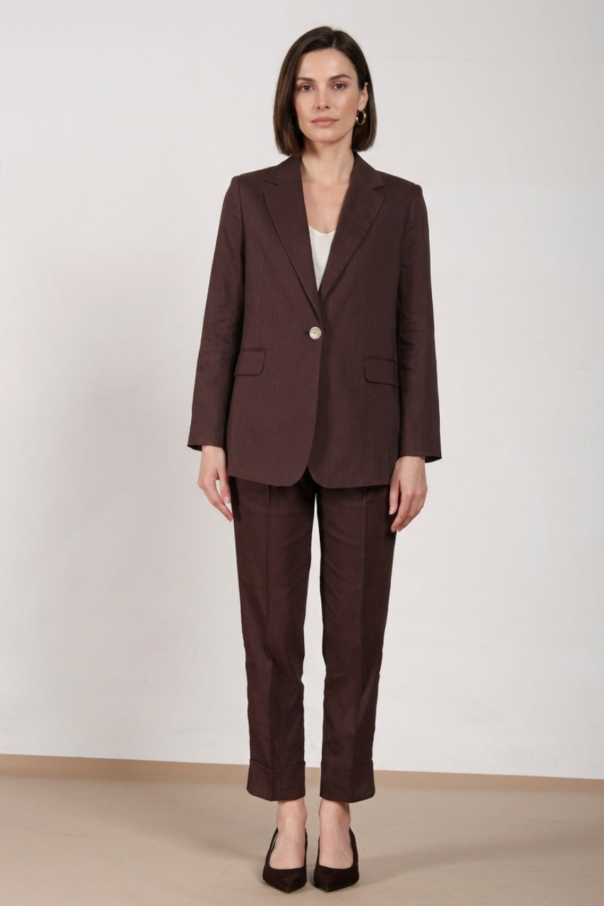 Irene Blazer Damen aus Leinen Viskose Mischgewebe Canvas
