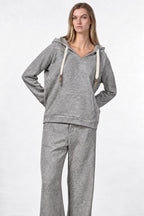 Hoodie Damen-Sweatshirt aus Jersey in Strickoptik