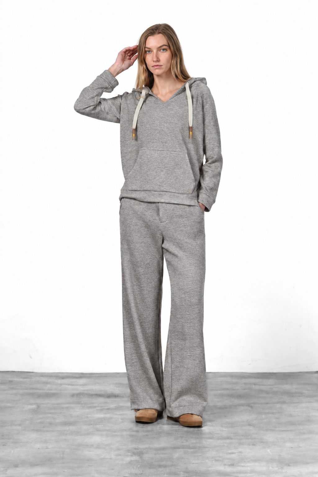 Hoodie Damen-Sweatshirt aus Jersey in Strickoptik