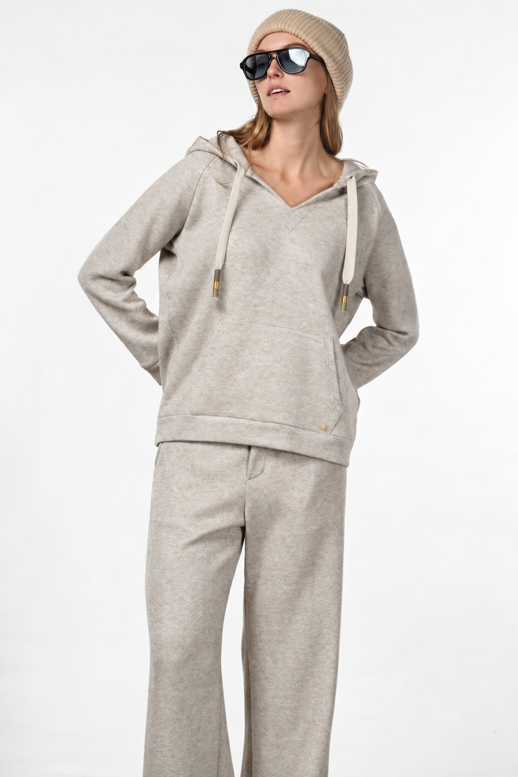 Hoodie felpa donna in jersey effetto maglia