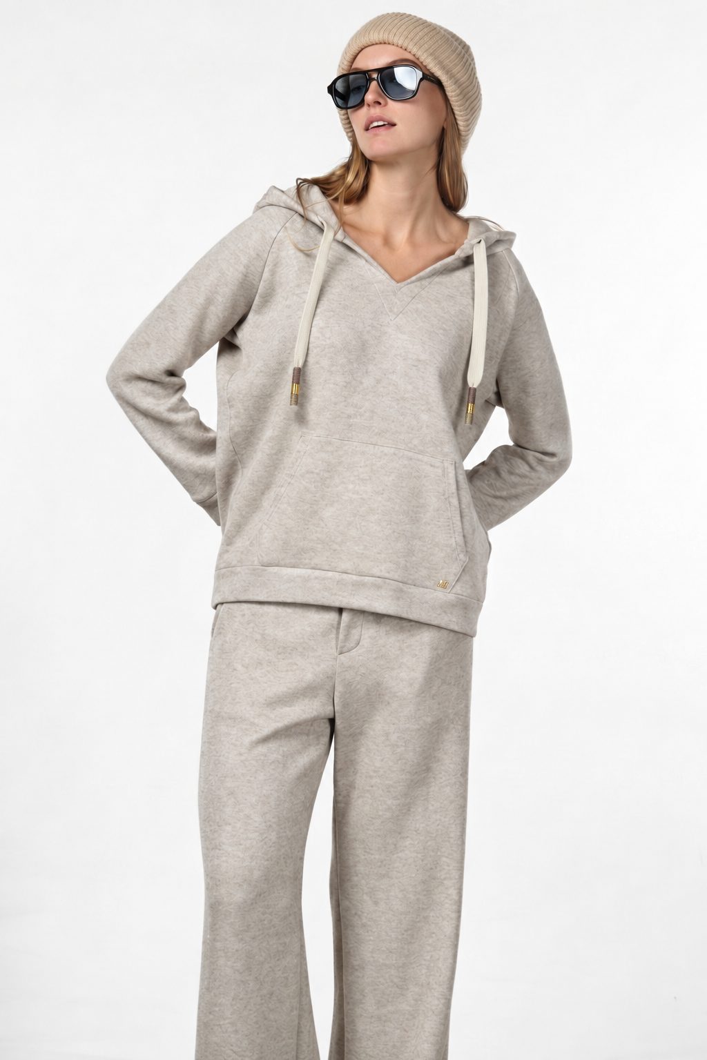 Hoodie sweat femme en jersey effet maille