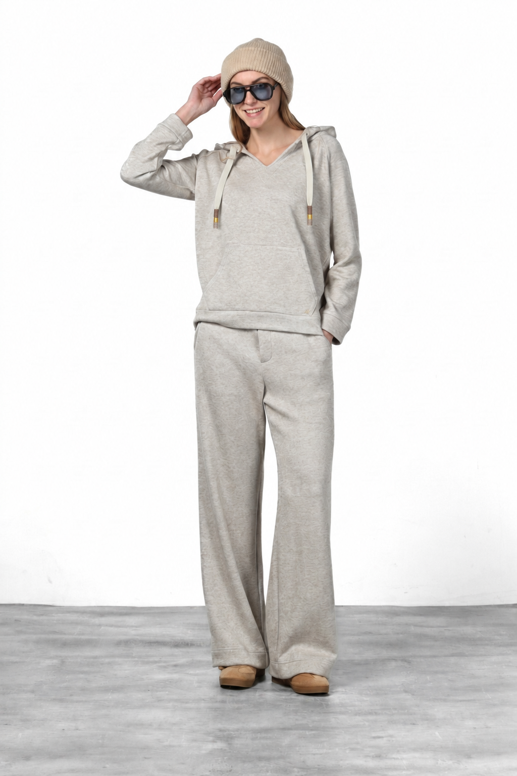 Hoodie felpa donna in jersey effetto maglia