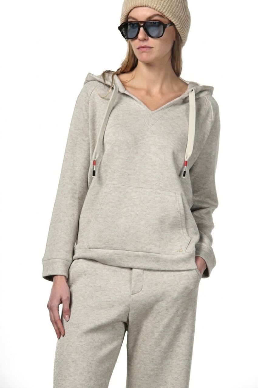 Hoodie felpa donna in jersey effetto maglia