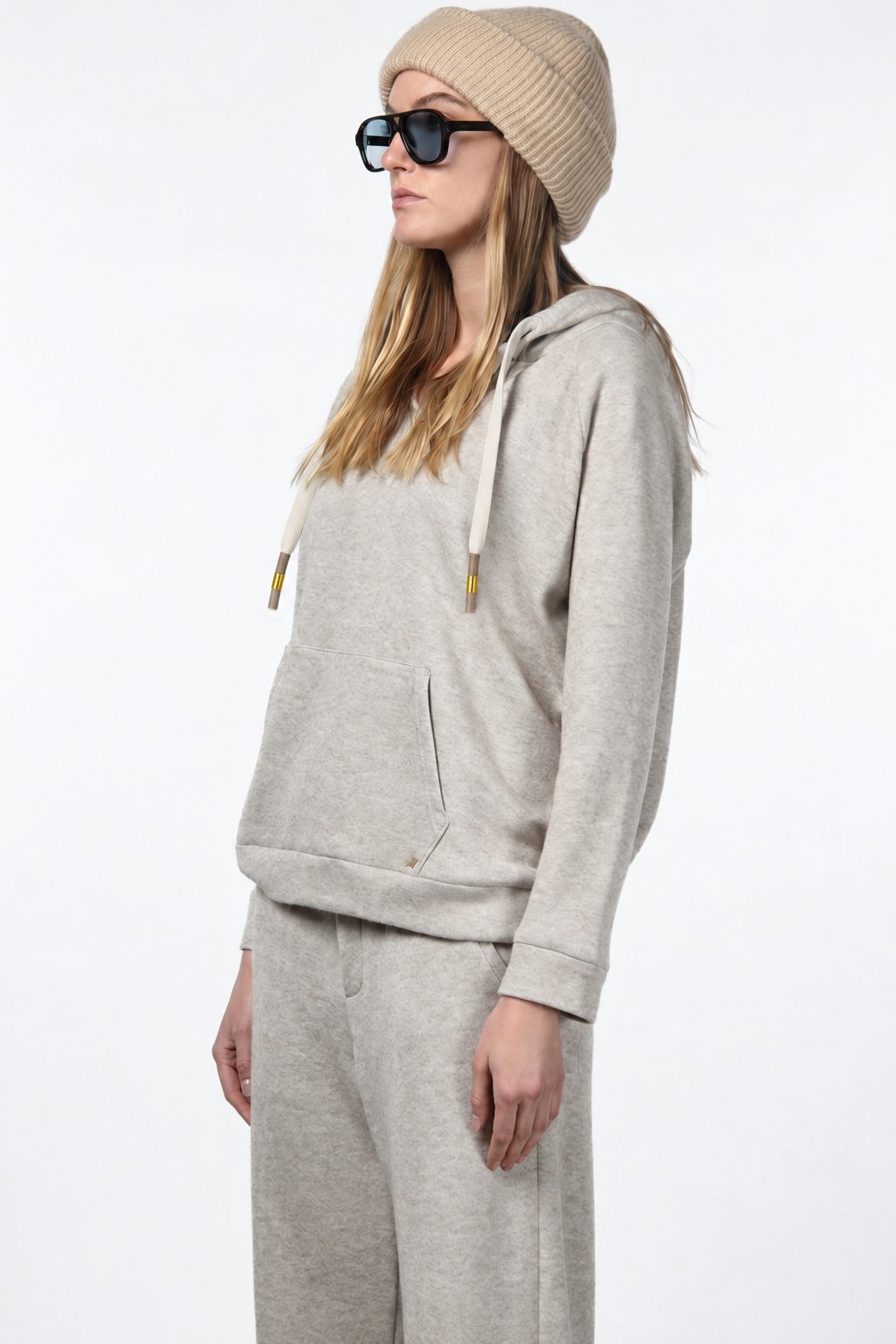 Hoodie sweat femme en jersey effet maille