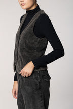 Ellen gilet femme en velours à grosses côtes