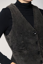 Ellen gilet femme en velours à grosses côtes