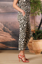 Jaqueline Damen Chino Capri Hose aus Gabardine mit geometrischem Muster slim fit