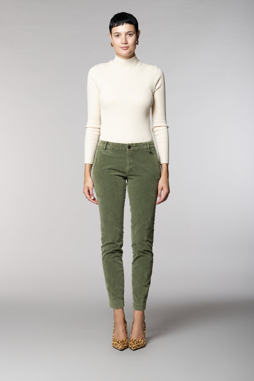 Jaqueline Archivio pantaloni chino donna in velluto 1000 righe slim fit