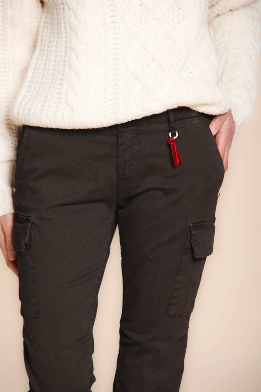 Chile City pantalone cargo donna in raso slim fit