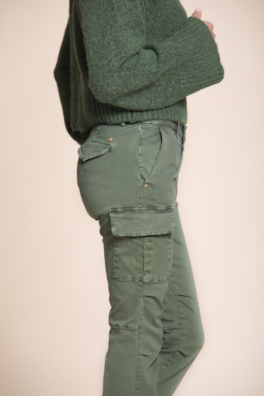 Chile City pantalone cargo donna in raso slim fit