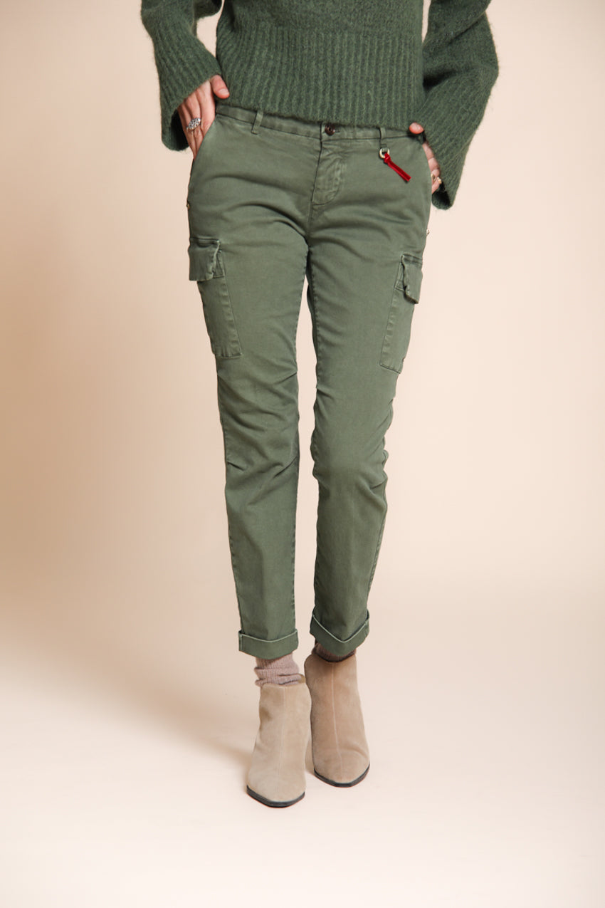 Chile City pantalone cargo donna in raso slim fit