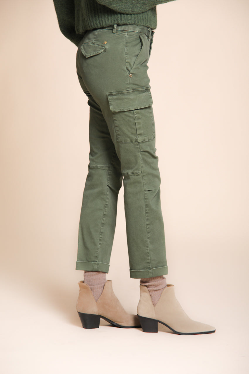 Chile City pantalone cargo donna in raso slim fit