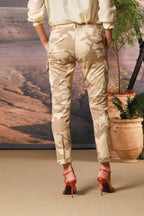 Chile City women's cargo pants in satin with camouflage print slim fit