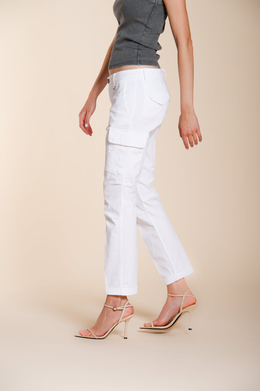 Chile City pantalone cargo donna in gabardina stretch slim fit