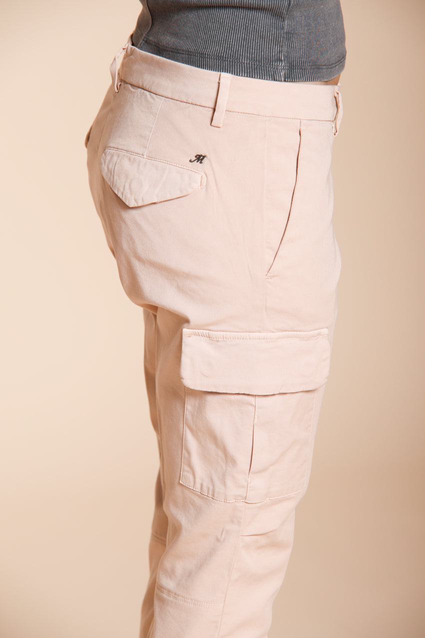 Chile City pantalone cargo donna in gabardina stretch slim fit