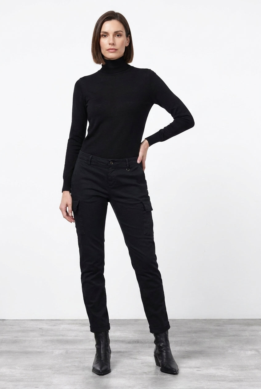 Chile City pantalone cargo donna in raso slim fit