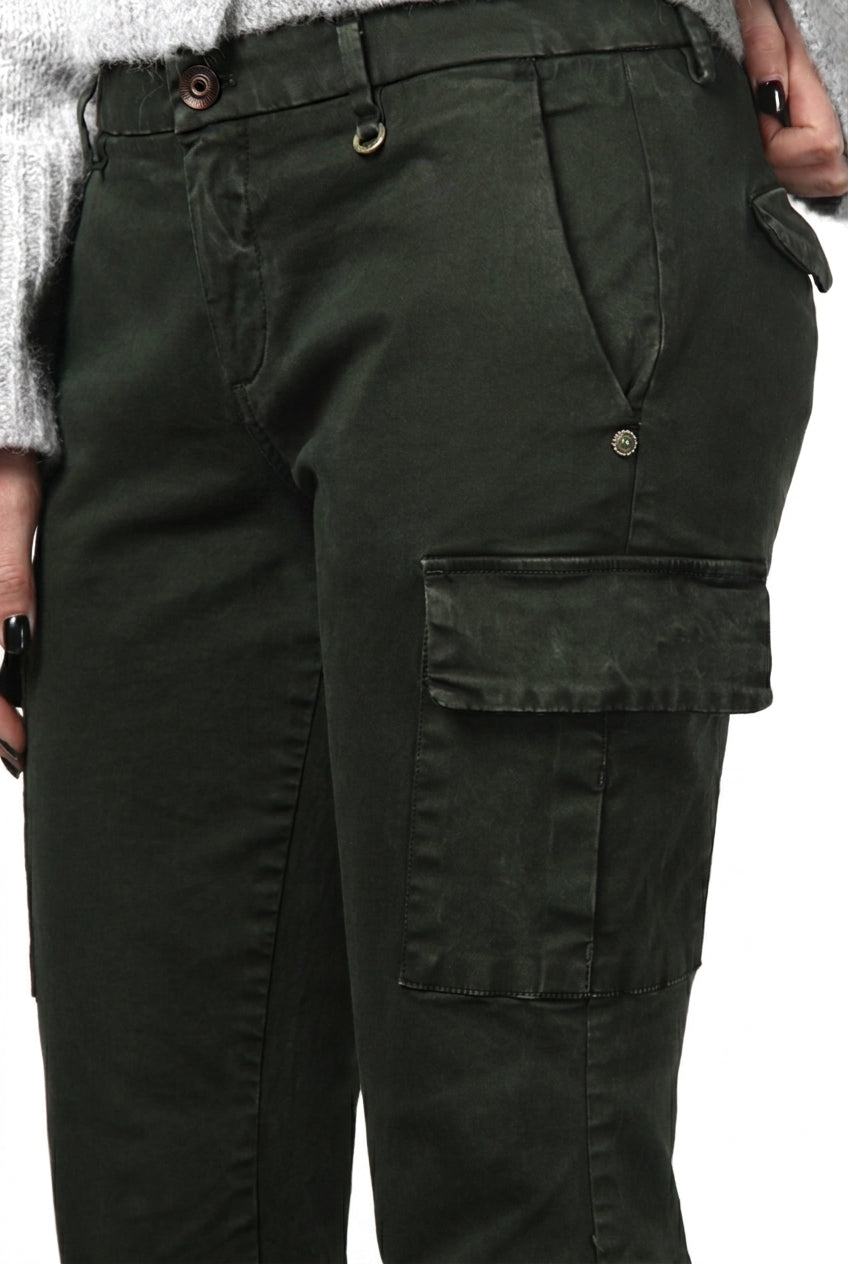 Chile City pantalone cargo donna in raso slim fit