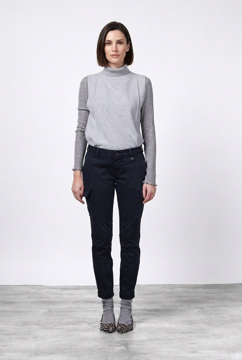 Chile City pantalone cargo donna in raso slim fit