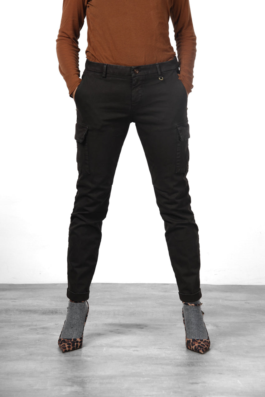Chile City pantalone cargo donna in raso slim fit