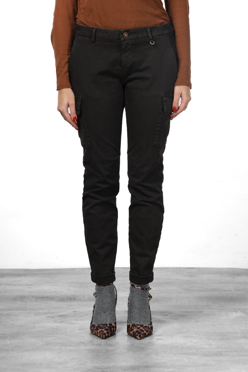 Chile City pantalone cargo donna in raso slim fit