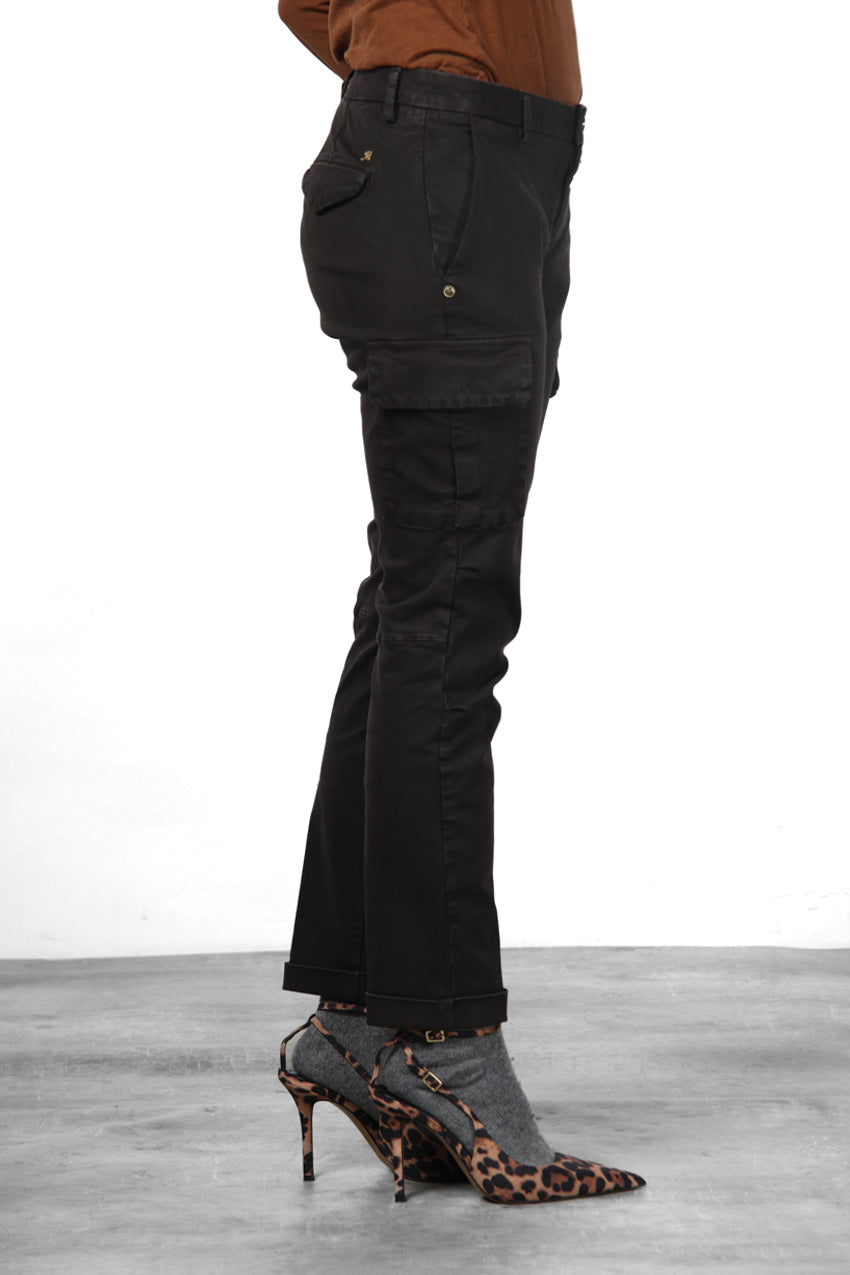 Chile City pantalone cargo donna in raso slim fit