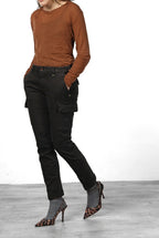 Chile City pantalone cargo donna in raso slim fit