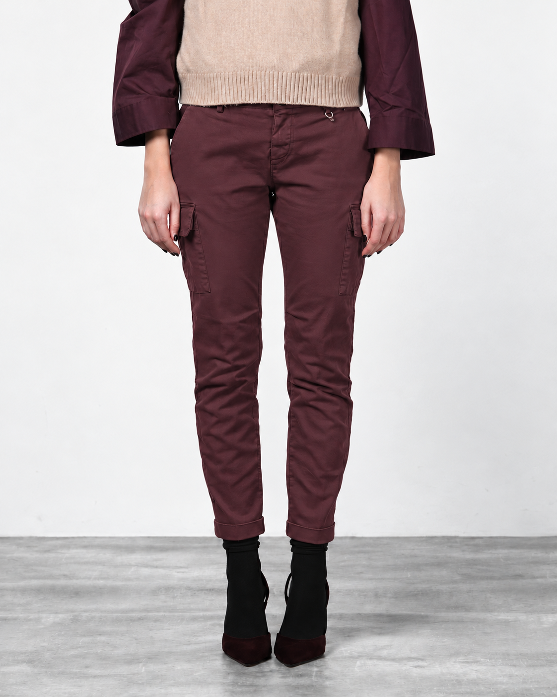 Chile City pantalone cargo donna in raso slim fit