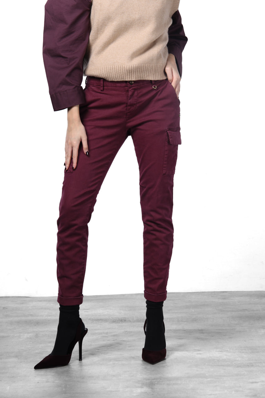 Chile City pantalone cargo donna in raso slim fit