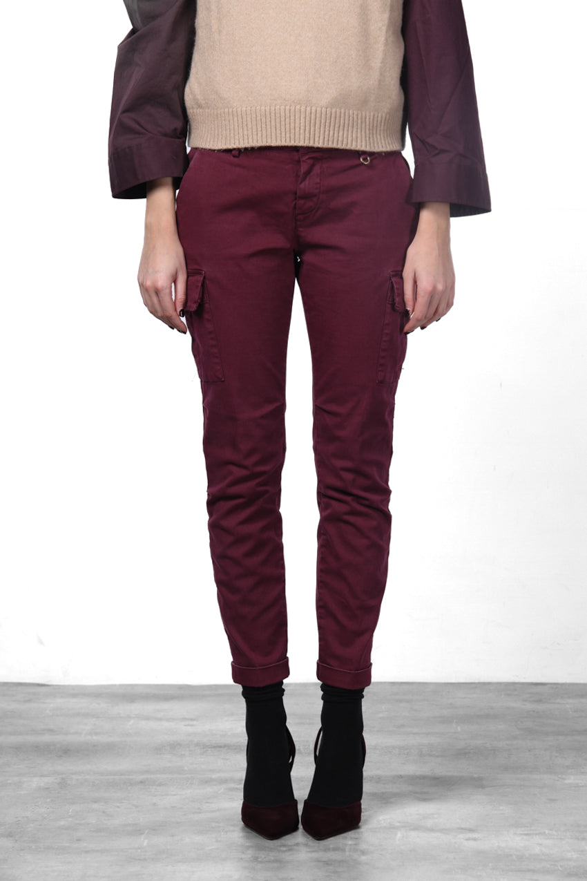 Chile City pantalone cargo donna in raso slim fit