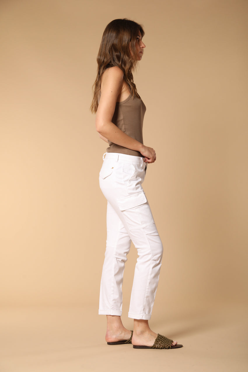Chile City pantalone cargo donna in gabardina slim fit