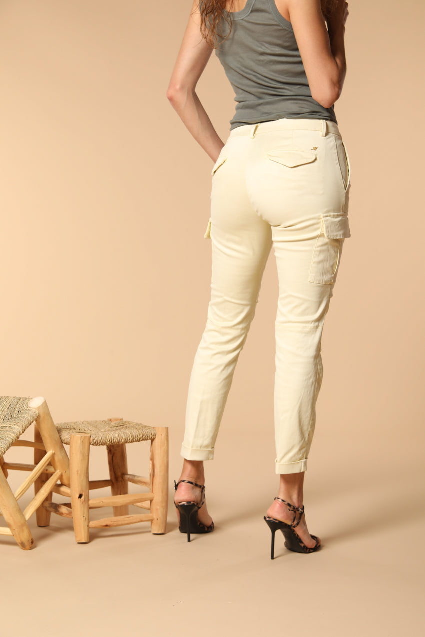 Chile City pantalone cargo donna in gabardina slim fit