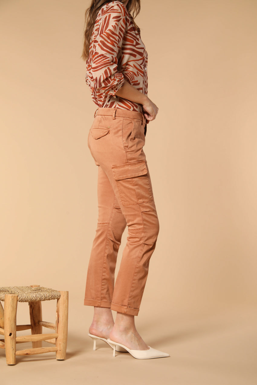 Chile City pantalone cargo donna in gabardina curvy fit