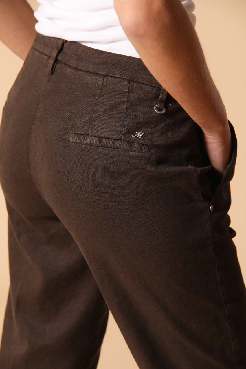 New York Damen Chino Hose aus Leinen-Baumwoll-Twill im Carrot Fit