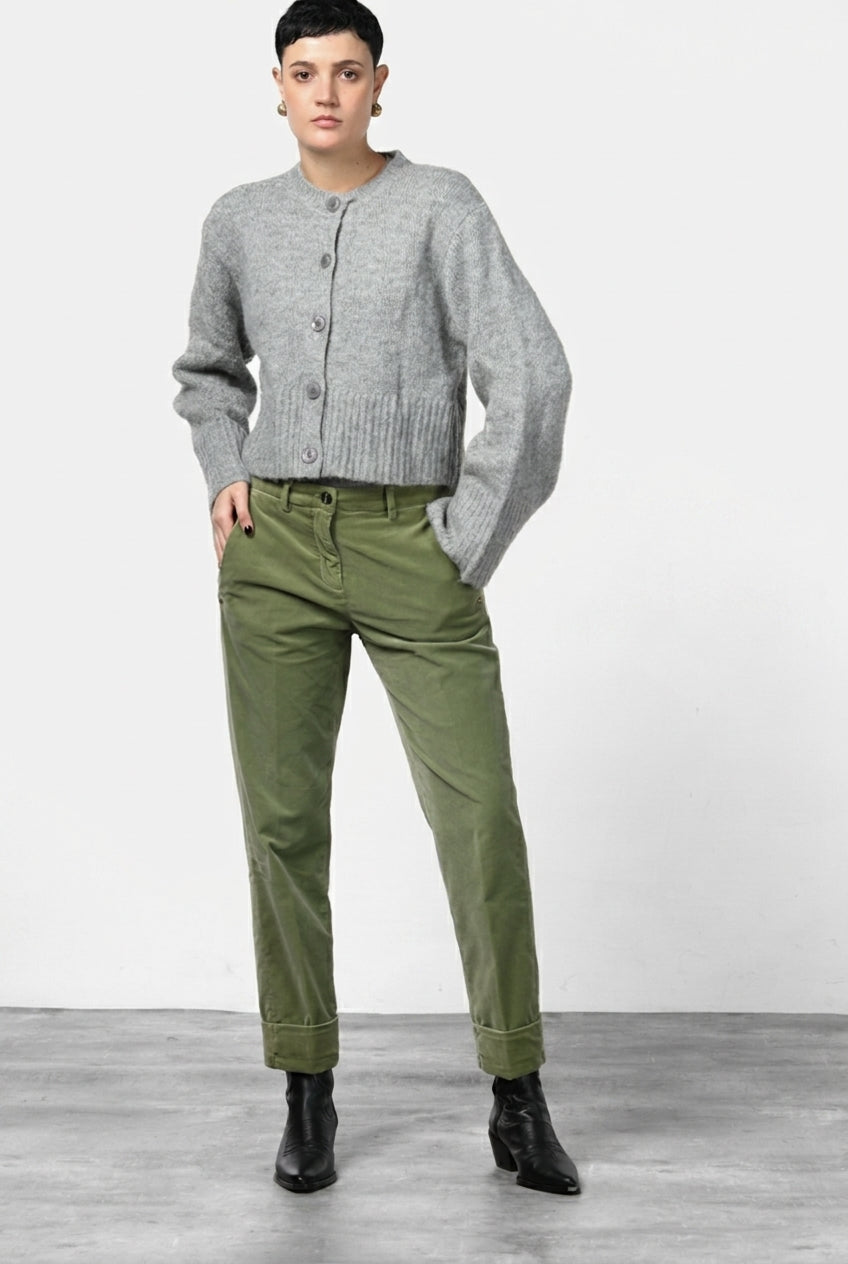 New York Carrot pantalone chino donna in velluto liscio carrot fit ①