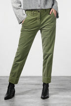 New York Carrot pantalone chino donna in velluto liscio carrot fit ①