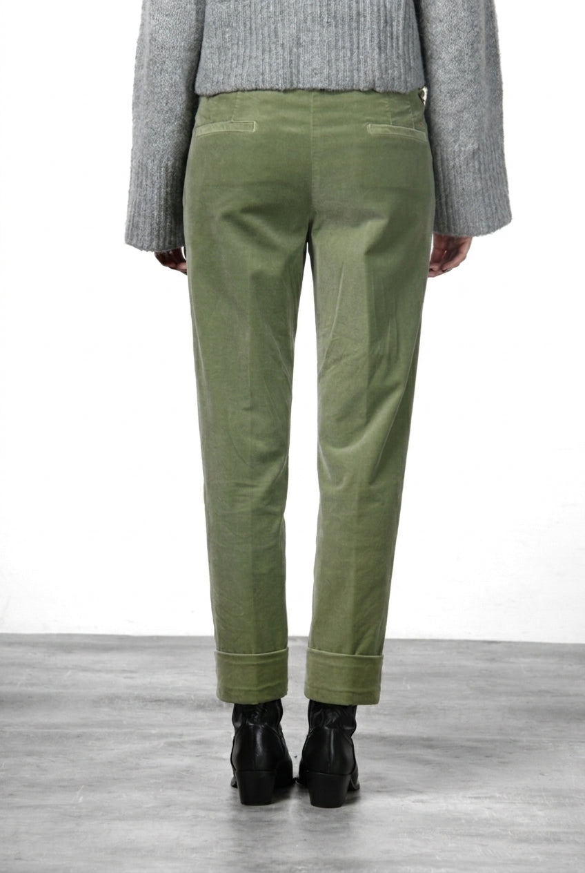 New York Carrot pantalone chino donna in velluto liscio carrot fit ①