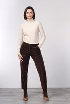 New York Carrot pantalone chino donna in velluto liscio carrot fit ①
