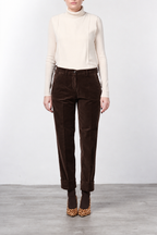 New York Carrot Chinohose für Damen aus glattem Samt mit carrot fit ①
