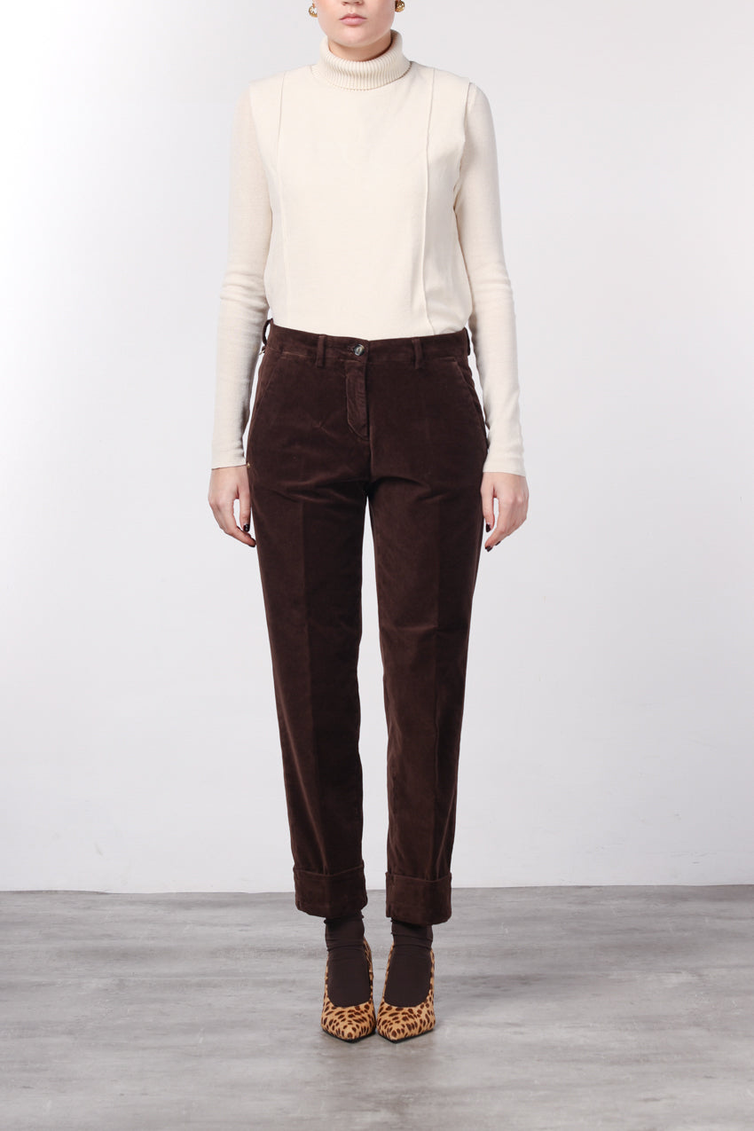 New York Carrot pantalone chino donna in velluto liscio carrot fit ①