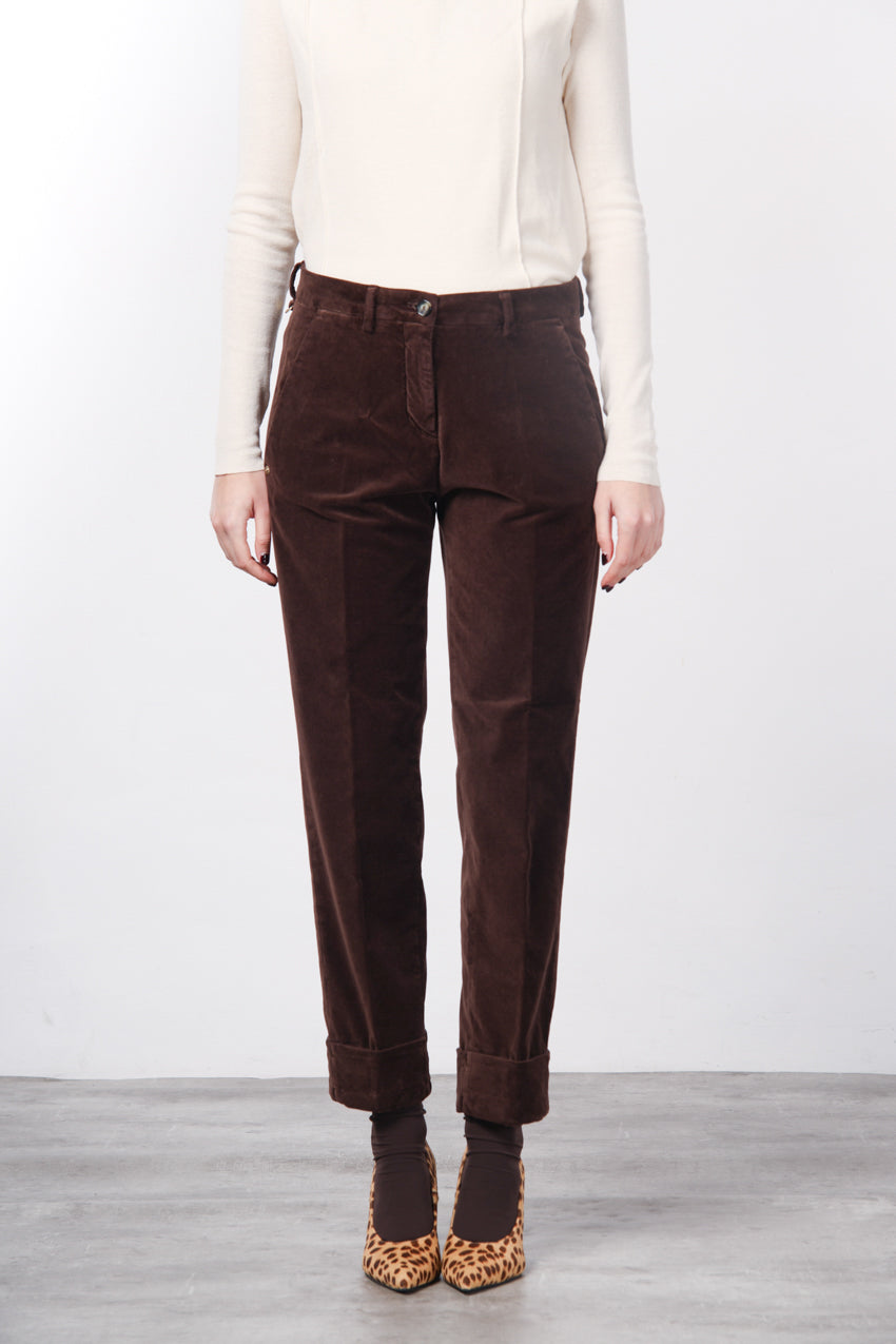 New York Carrot pantalone chino donna in velluto liscio carrot fit ①