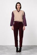 New York Carrot pantalone chino donna in velluto liscio carrot fit ①