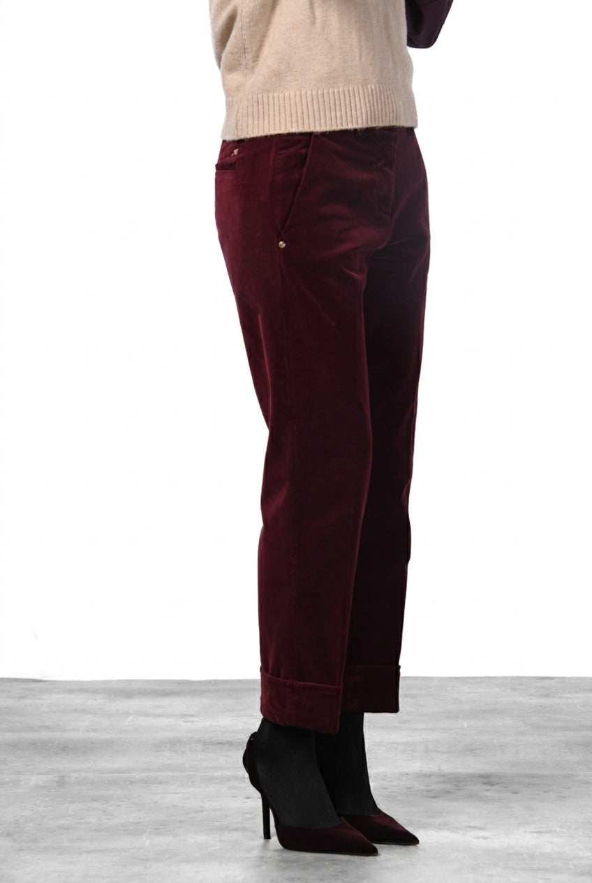 New York Carrot pantalone chino donna in velluto liscio carrot fit ①