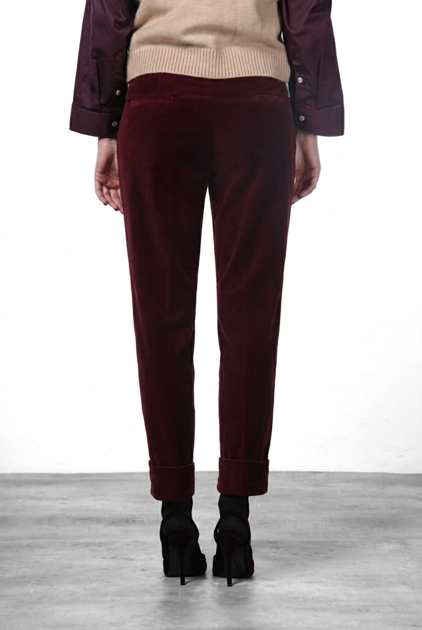 New York Carrot pantalone chino donna in velluto liscio carrot fit ①