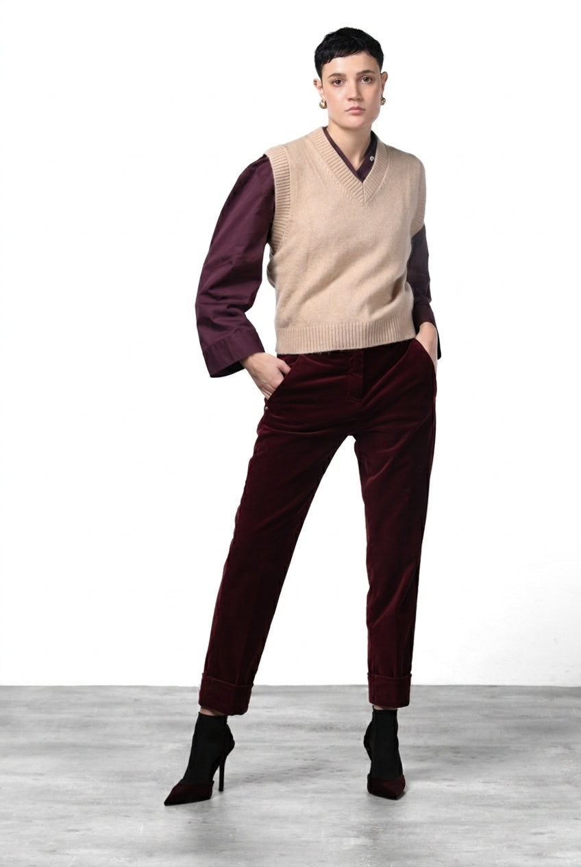 New York Carrot pantalone chino donna in velluto liscio carrot fit ①