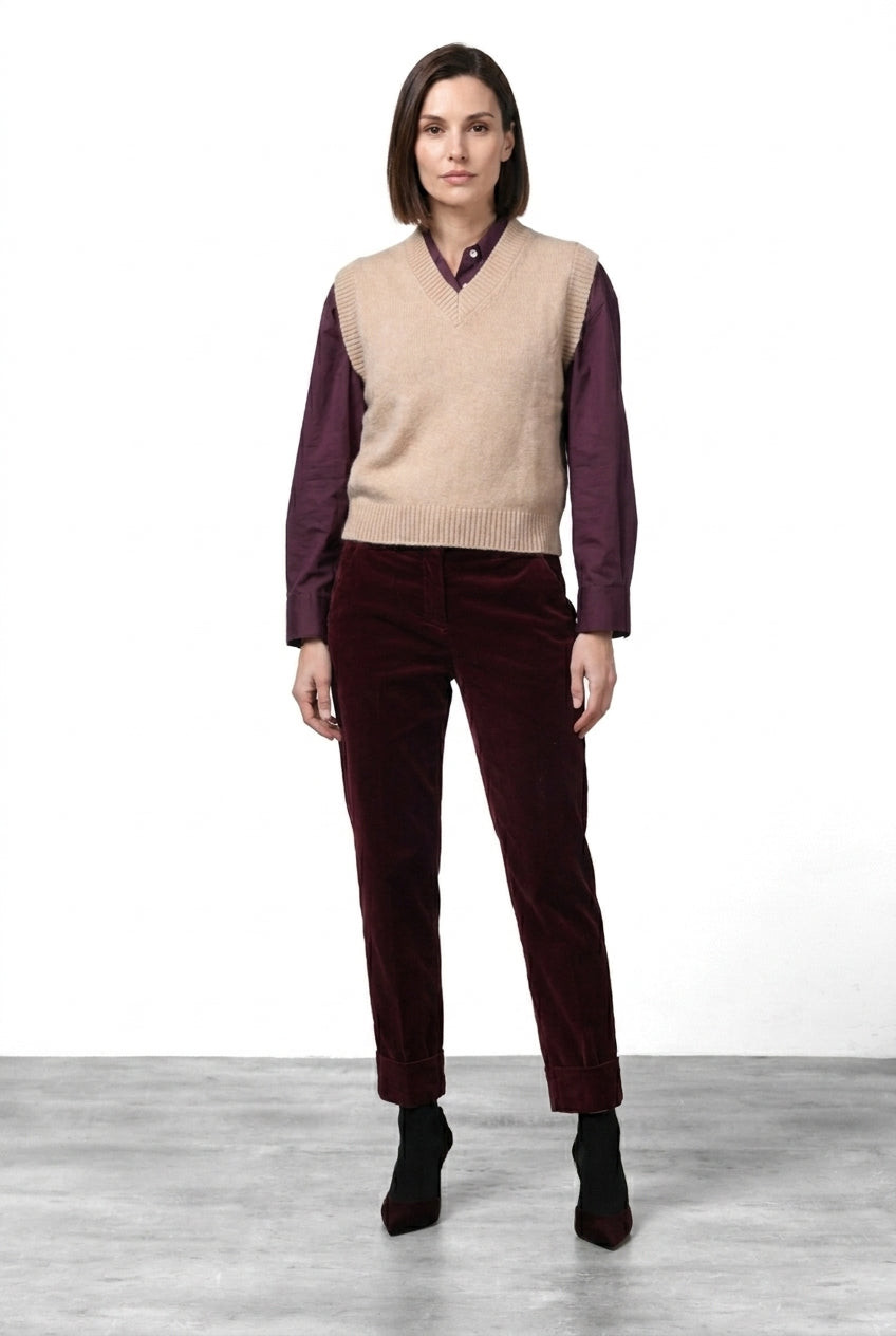 New York Carrot pantalone chino donna in velluto liscio carrot fit ①