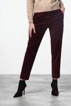 New York Carrot pantalone chino donna in velluto liscio carrot fit ①