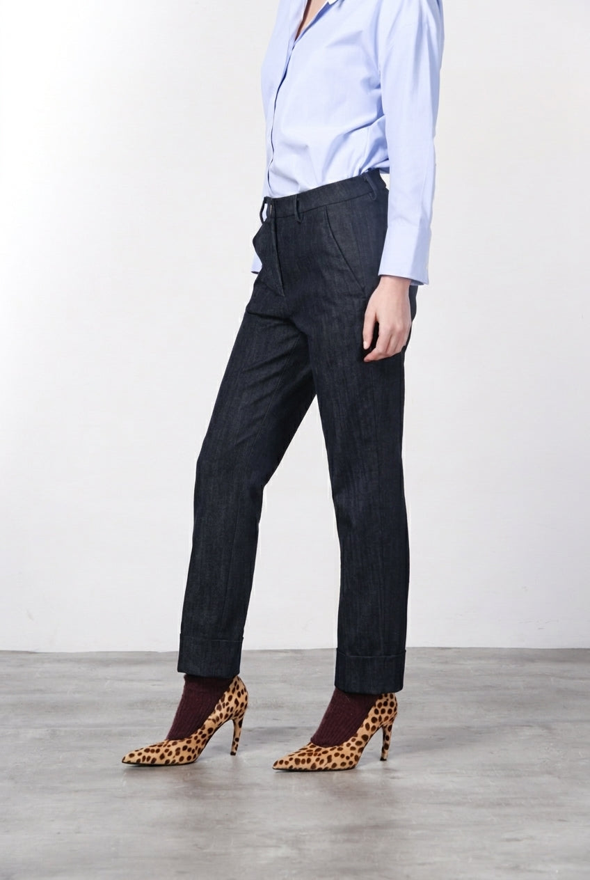 New York Carrot pantalone chino donna in denim stretch carrot fit ①